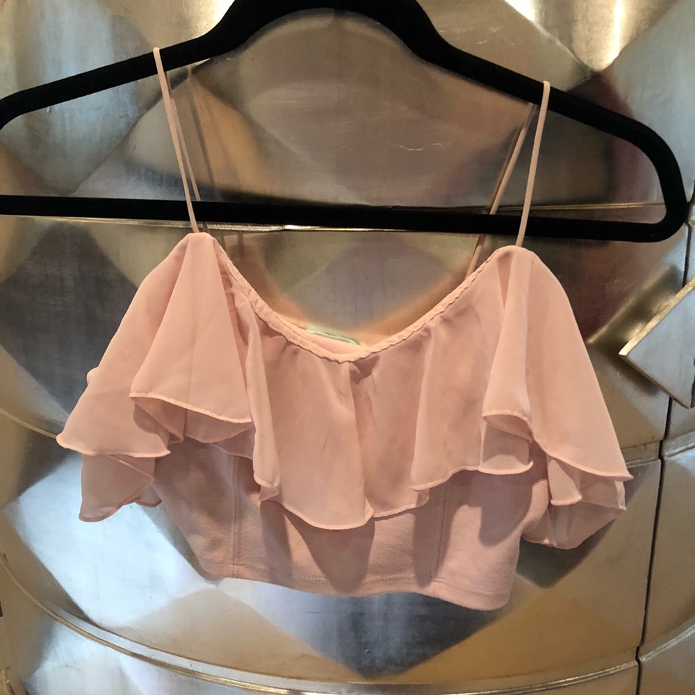 Rose flared crop top